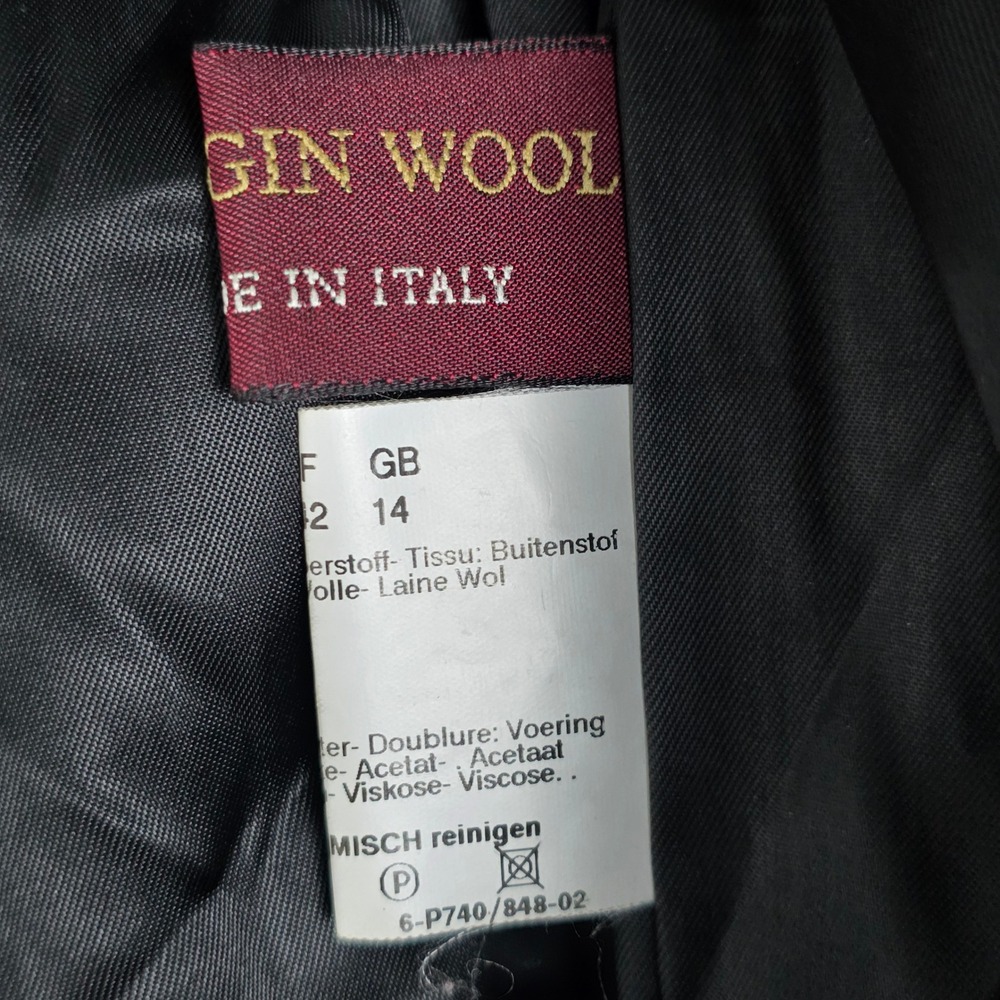 Cinzia Rocca due Italy Virgin Wool Coat Black Made Fuzzy Velvet - Picture 8 of 11